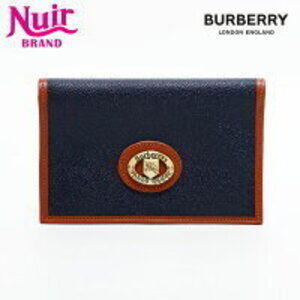 Burberry Leather Wallet Notebook Cover Navy Blue